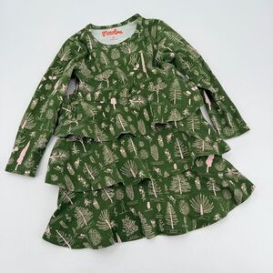 Piccolina Pine Tree Christmas Evergreen Ruffle Dress 6